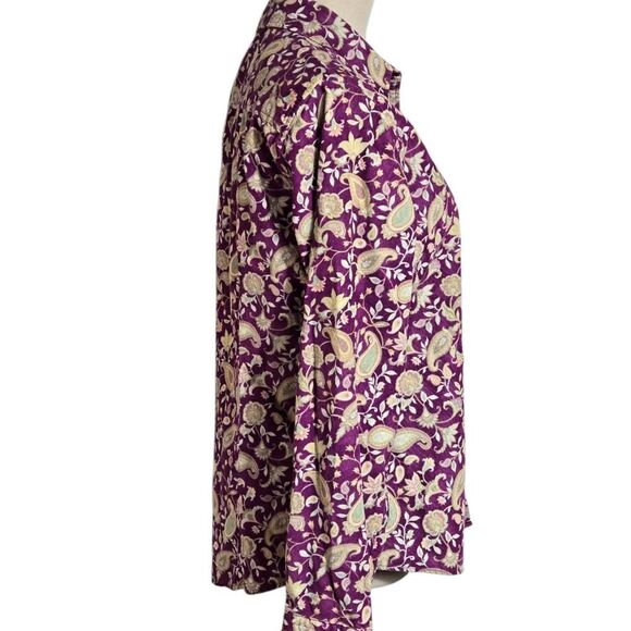 L.L. Bean Purple Floral Paisley Corduroy Button Down Shirt - Picture 3 of 6